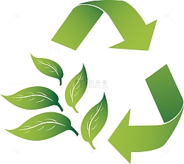 矢量绿色叶子箭头图