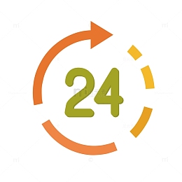 彩色圆环箭头24小时循环卡通元素