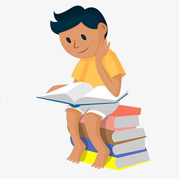 手绘矢量世界图书日认真看书男孩