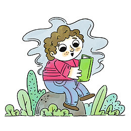 矢量手绘卡通儿童读书书本插图