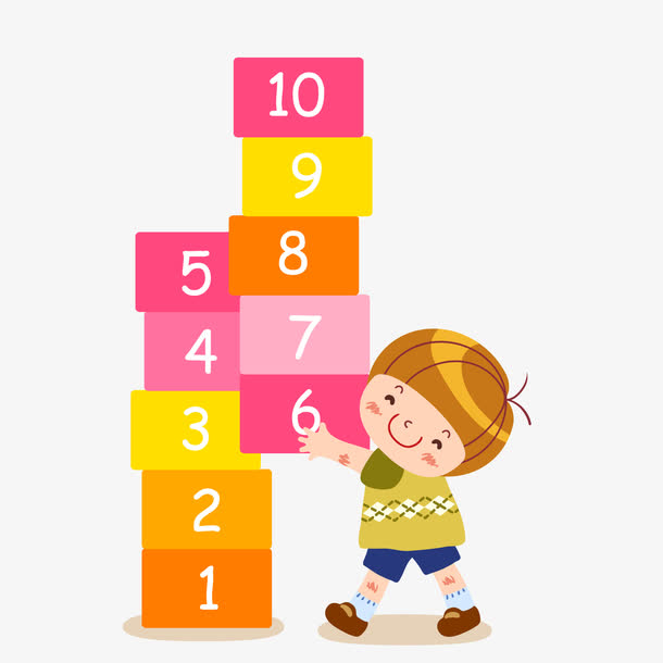 卡通玩数字方块的儿童
