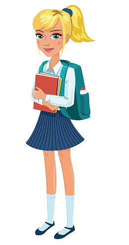 背着书包上学的女孩