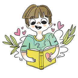 矢量手绘卡通儿童读书书本插图