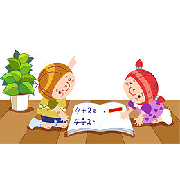 卡通学习数学的儿童人物