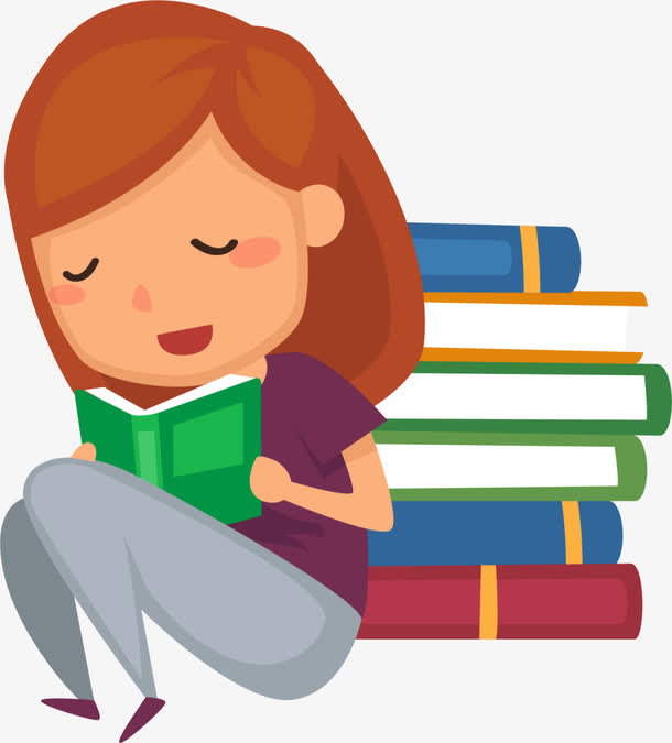 卡通可爱读书女孩