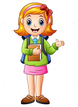 拿着书本的卡通女孩
