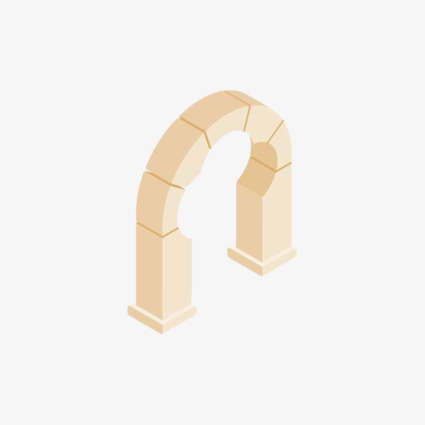 手绘黄色石拱门