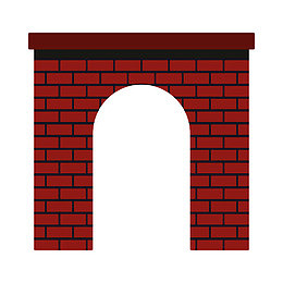 红色石砖拱门