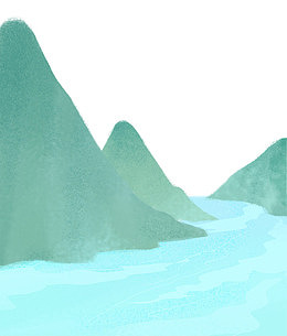 手绘水彩插图端午节风景远山插画