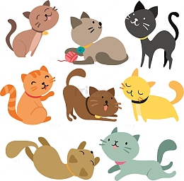 矢量手绘卡通猫咪
