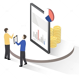 图表分析立体插画