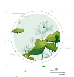 绿色清新唯美荷花夏至图标