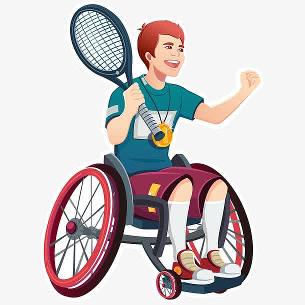 残疾人网球运动员插画