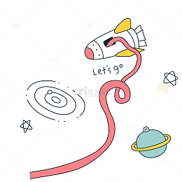 清新卫星飞船卡通宇宙星球交通工
