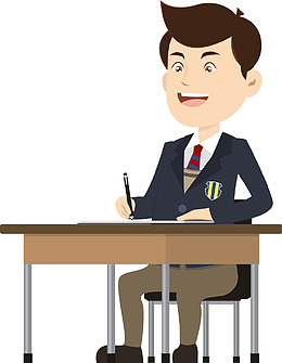 奋笔疾书的男学生考试