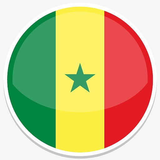 塞内加尔平圆世界国旗图标集