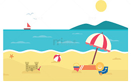 卡通海滩矢量图下载