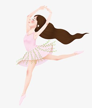 手绘卡通跳舞的小女孩