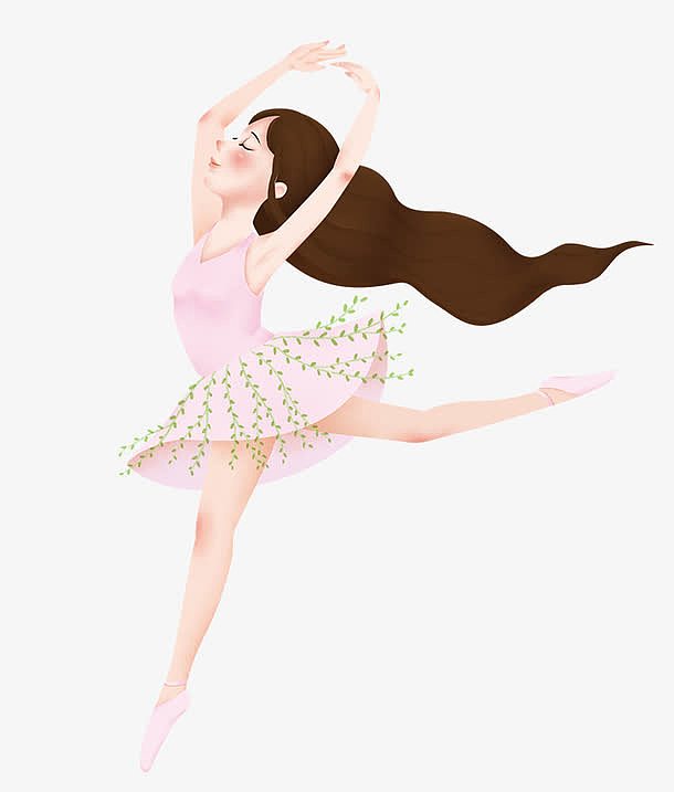 手绘卡通跳舞的小女孩