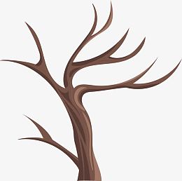 矢量图水彩棕色树干