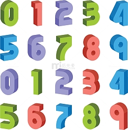 不同方向立体数字
