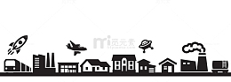 黑色房子建筑物剪影
