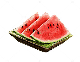 手绘水彩装饰插图夏至切开的西瓜