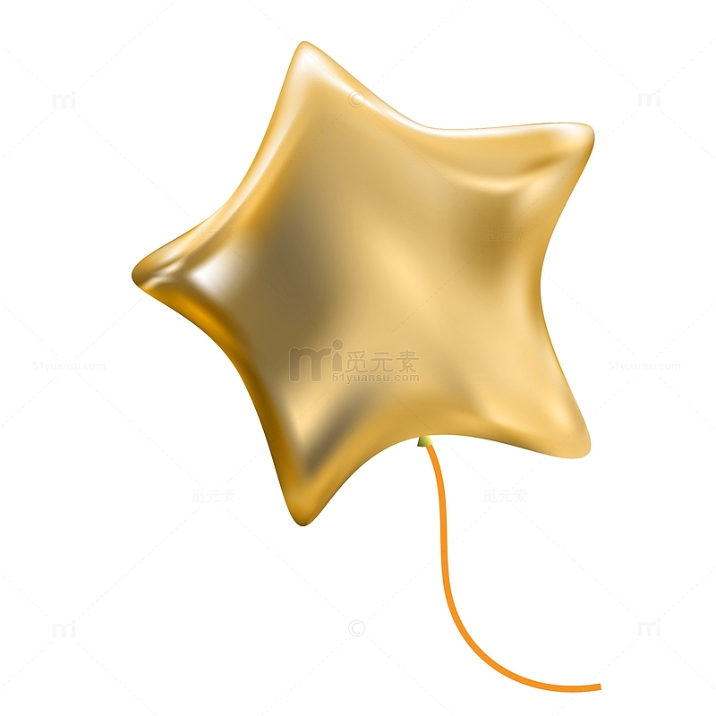 手绘矢量金色质感星星气球