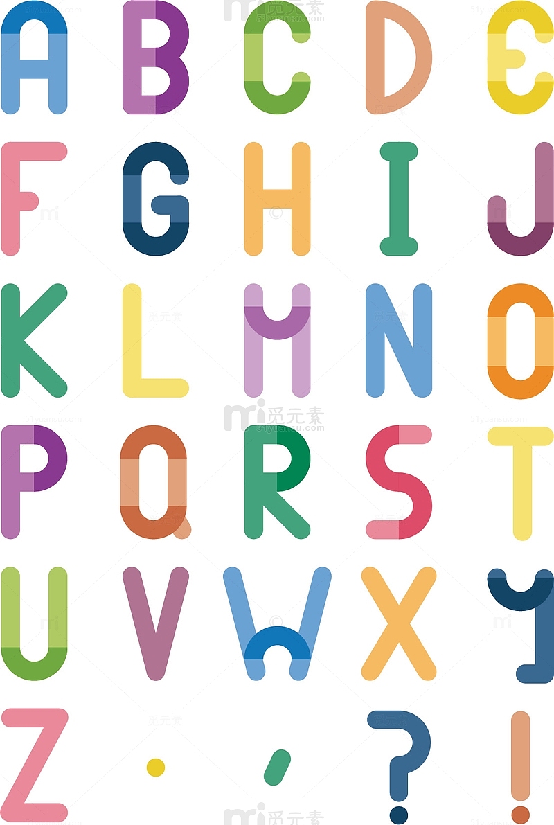 矢量图彩色英语字母