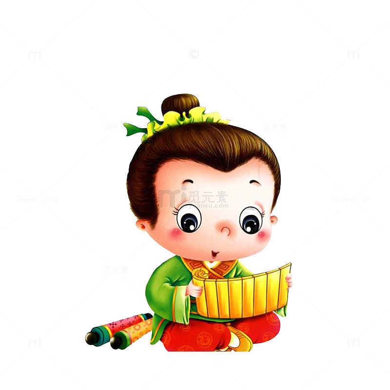 卡通古代男子席地而坐的看书素材