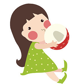 吃荔枝的卡通女孩