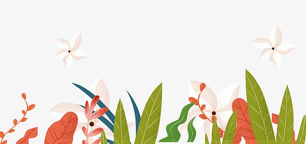 手绘卡通花草免扣素材