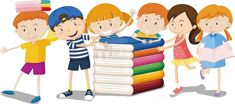 儿童教育彩色书本堆