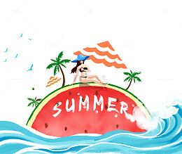清凉夏日主题插画