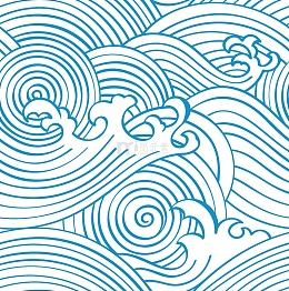 蓝色海浪花纹矢量无缝拼接素材