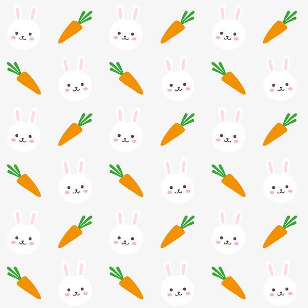 卡通兔子和萝卜平铺壁纸