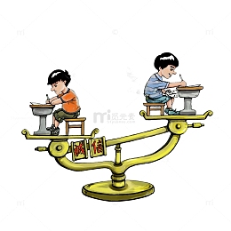 卡通漫画诚信倾斜的天平素材