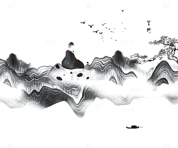 卡通手绘禅意风景画