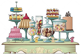 卡通糖果婚礼甜品台