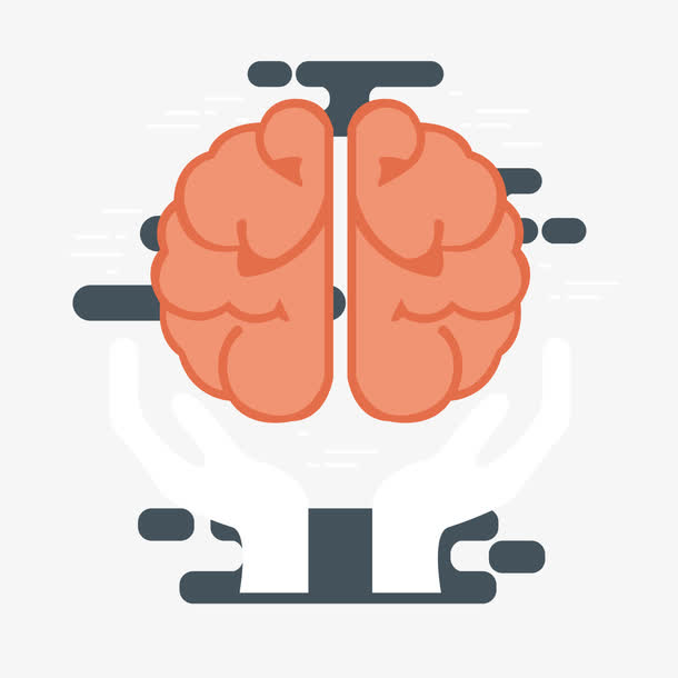 彩色手捧大脑元素