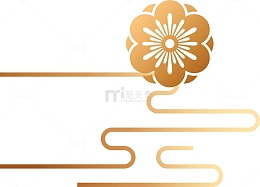 中国风金色装饰云花朵