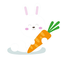 卡通兔子吃萝卜素材psd源文件