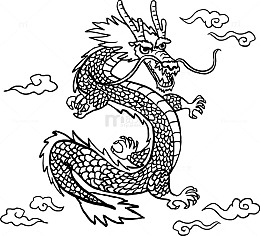 黑色线条中国风龙