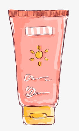 卡通手绘装饰防晒霜护肤产品插画