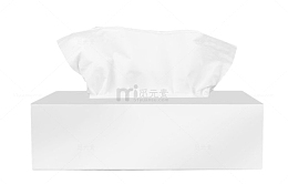 纯白色盒子包装抽纸巾侧视图