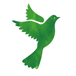 手绘绿色的小鸽子设计