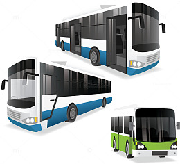 蓝绿色城市公交车