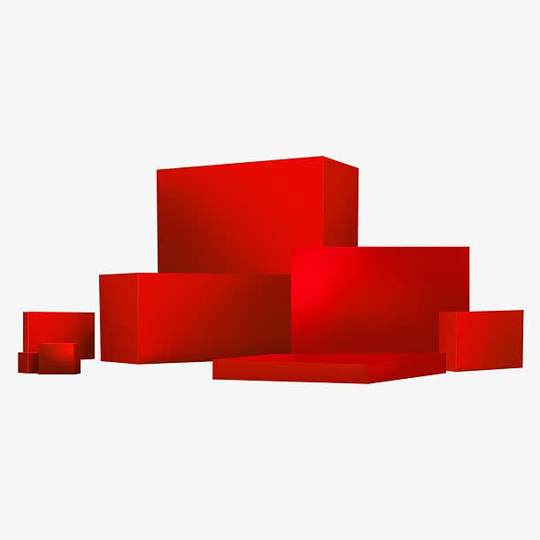 红色立体方块装饰元素