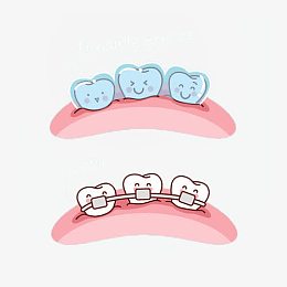 卡通可爱矫正牙齿两种牙套插画免