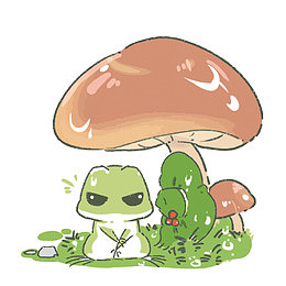 矢量蘑菇下面的青蛙